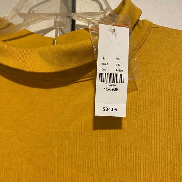 NWT- XL NY & Company Mustard Sleeveless Summer Dress with pockets. 100% Cotton - Picture 3 of 5